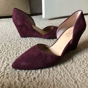 Burgundy wedge shoes